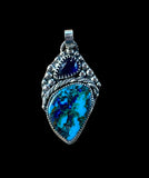 Chrysocolla Malachite and Azurite and Blue Sapphire sterling silver pendant.   $75