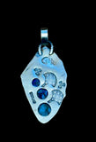 Chrysocolla Malachite and Azurite and Blue Sapphire sterling silver pendant.   $75