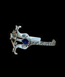 Blue Sapphire Floral Heavy sterling Silver Cuff Bracelet.     $95