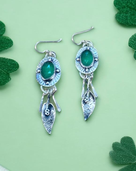 Green Onyx Sterling Silver Earrings.    $45