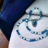 Apatite Sterling Silver Pendant and matching gemstone necklace set.     $70