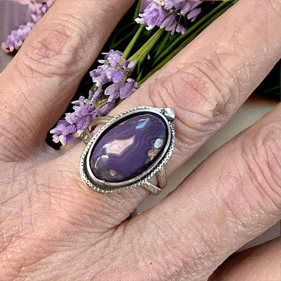 Purple Passion (Parcelas Agate) Sterling Silver RING SIZED TO ORDER.    $50