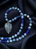 Lapis and Sodalite Sterling Silver Leaf Pendant/Necklace Set  $50