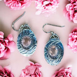 Rose Quartz sterling silver earrings     $50
