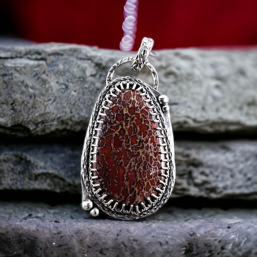 Fossilized Dinosaur Bone Sterling Silver Pendant $80 – Cool