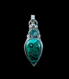 Malachite and Kyanite Sterling Silver Pendant.     $55