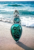 Malachite and Kyanite Sterling Silver Pendant.     $55