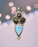 Rainbow Moonstone and Purple Labradorite Sterling Silver Pendant.    $65