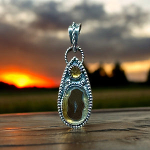 Montana Agate and Citrine Small Pendant.   $50