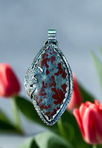 Chinese Dendritic Jasper Sterling silver Pendant.   $70