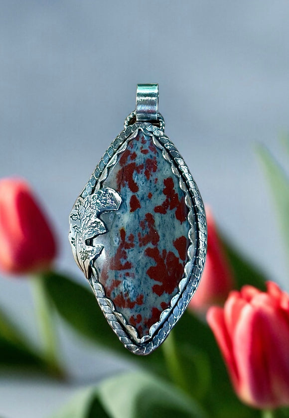 Chinese Dendritic Jasper Sterling silver Pendant.   $70