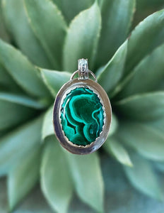 Malachite sterling silver Pendant.      $65