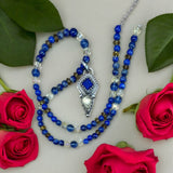 Lapis and Citrine Sterling Silver Pendant and Gemstone necklace set.      $65