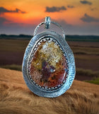 Petrified Plume Opal Wood Sterling Silver Pendant       $80