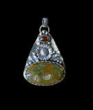 Rainforest Rhyolite Sunflower Sterling Silver Pendant.    $70