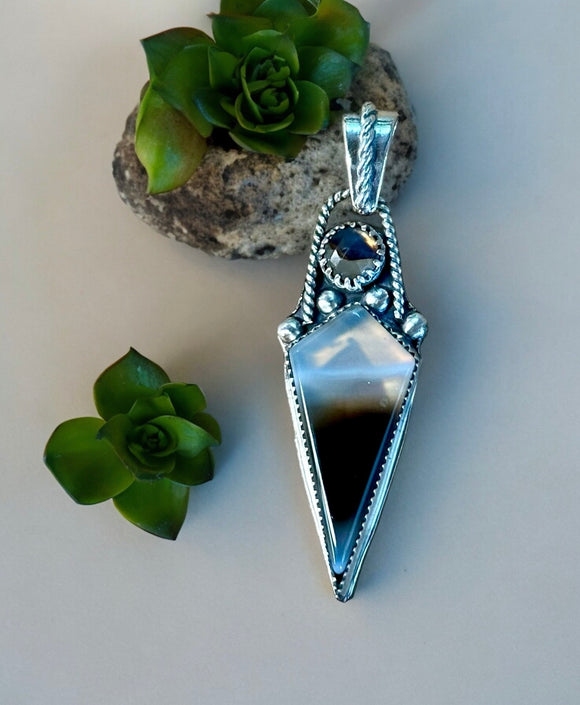 Montana Agate Sterling Silver Pendant.   $50