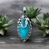 Amazonite Floral Sterling Silver Pendant      $60