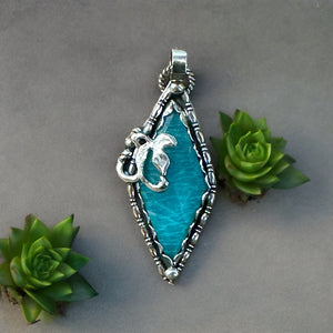 Amazonite and Floral Sterling Silver Pendant.    $60