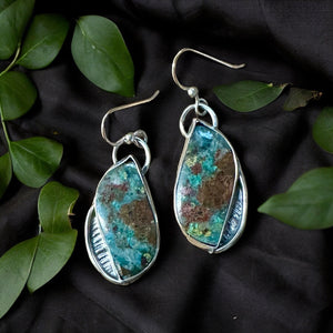 Chrysocolla Sterling silver earrings.   $40