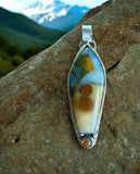 Polka Dot Agate and Tourmaline Sterling Silver Pendant.    $75