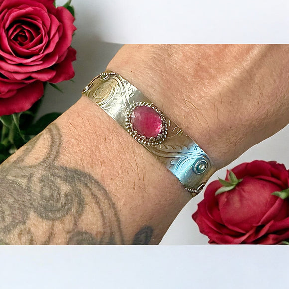 Pink Sapphire Sterling Silver Cuff Bracelet       $95