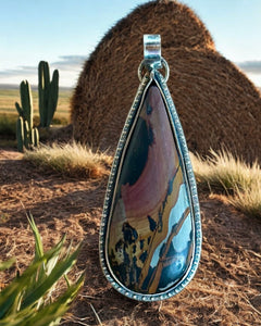 Indian Paint Stone Sterling Silver Pendant.   $85