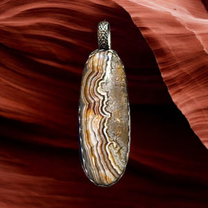 Crazy lace Agate Sterling Silver Pendant.  $65