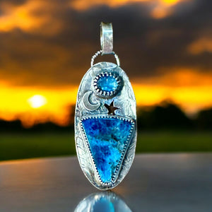 Apatite  and Kyanite Sterling Silver Pendant   $60