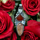 Sunstone and Carnelian Sterling Silver Pendant.   $65