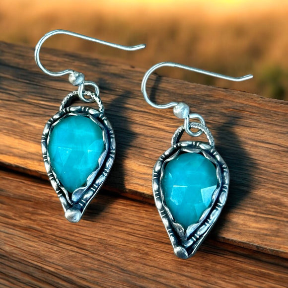 Chrysoprase Sterling Silver Earrings.   $45