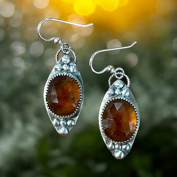 Hessonite Garnet Sterling Silver Earrings.    $45