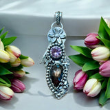 Chocolate Sapphire and Zircon Sterling silver pendant.    $75