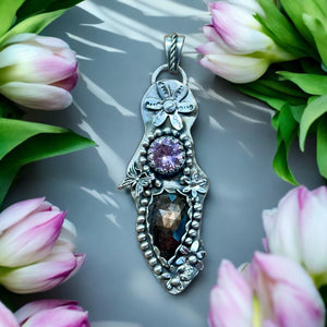 Chocolate Sapphire and Zircon Sterling silver pendant.    $75