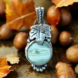 Green Jasper Sterling Silvet small Pendant.  $50