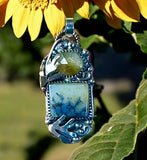 Scenic Agate and Gold Rutile Quartz Sterling Silver Pendant.     $65