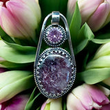 Lepidolite and Zircon Sterling Silver Pendant     $70