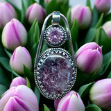 Lepidolite and Zircon Sterling Silver Pendant     $70