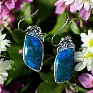 Azurite Chrysocolla Sterling Silver Earrings.   $50