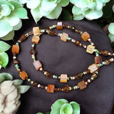 Carnelian mixed  Jasper gemstone necklace.  $25