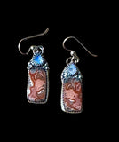 Crazy Lace Agate and Rainbow Moonstone Sterling Silver Earrings.   $50