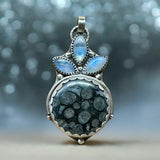 Fossilized Coral and Moonstone Sterling silver pendant        $70