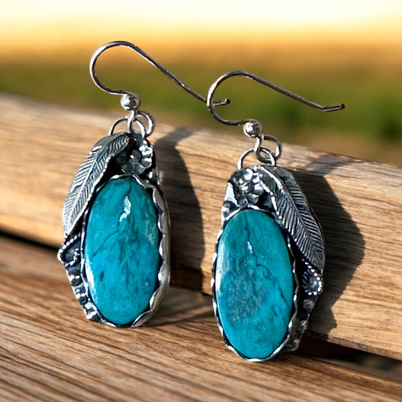 Turquoise Sterling Silver Earrings. $60