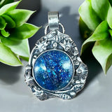 Neon Apatite Flower and Vine Sterling Silver Pendant.   $75