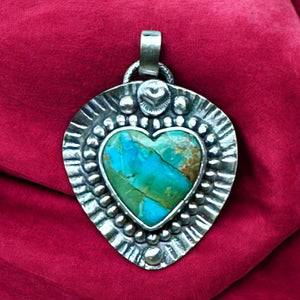 Turquoise Sterling Silver Heart Pendant.  $70