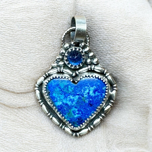 Chrysocolla Heart and Kyanite Sterling silver   $65