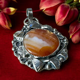 Carnelian Ginko Biloba leaves Sterling Silver Pendant.    $75