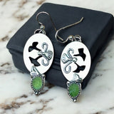 Aventurine and Ginko Biloba Leaves sterling silver  Earrings    $50