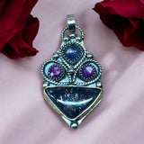 Iolite Sunstone, Sapphire and Iolite Sterling Silver Pendant.   $75