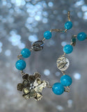 Amazonite Mixed Metal Floral Necklace.   $80