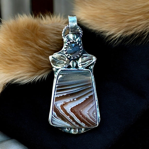 Botswana Agate sterling silver pendant.     $70